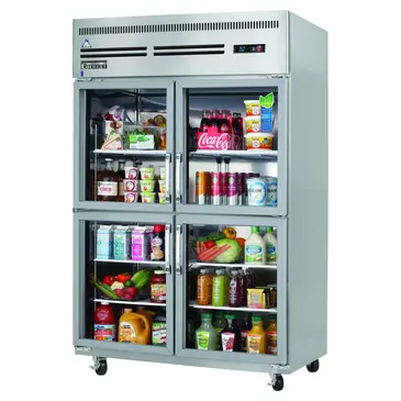 Everest Refrigeration ESGRH4 49.63'' 48 cu. ft. Top Mounted 2 Section Glass Half Door Reach-In Refrigerator