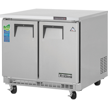 Everest Refrigeration ETBSF2 35.63'' 2 Section Undercounter Freezer with 2 Left/Right Hinged Solid Doors and Front Breathing Compressor