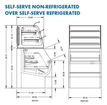 Federal Industries CD3628/RSS3SC Specialty Display Hybrid Merchandiser Refrigerated Self-Serve Bottom With Non-Refrigerated Service Top