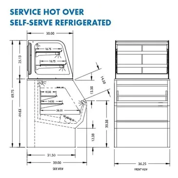 Federal Industries CH3628/RSS3SC Specialty Display Hybrid Merchandiser Refrigerated Self-Serve Bottom With Hot Service Top