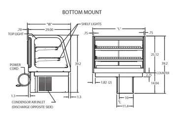 Federal Industries CRB3628 Counter Top Refrigerated Bottom Mount Merchandiser