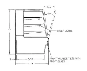 Federal Industries SGR3142 31'' Slanted Glass Silver Refrigerated Bakery Display Case with 2 Shelves