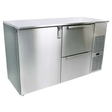 Glastender C1FB108 Silver 1 Solid Door Refrigerated Back Bar Storage Cabinet, 120 Volts