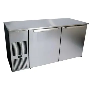 Glastender C1FL60 Silver 2 Solid Door Refrigerated Back Bar Storage Cabinet, 120 Volts