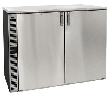 Glastender C2SB36 Silver 2 Glass Door Refrigerated Back Bar Storage Cabinet, 120 Volts