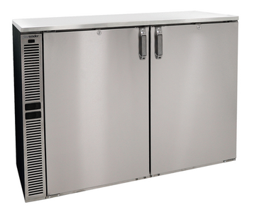 Glastender C2SB48 Silver 2 Glass Door Refrigerated Back Bar Storage Cabinet, 120 Volts