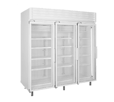 Global Refrigeration T80LGP 78'' 76.2 cu. ft. 3 Section White Glass Door Merchandiser Freezer