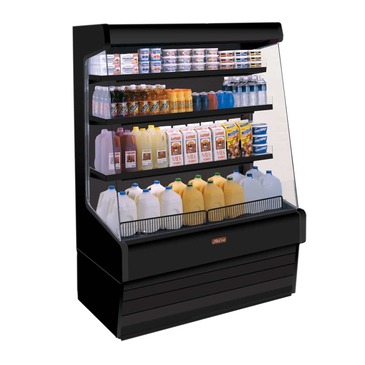 Howard-McCray R-OD30E-10-B-LED 123.00'' Black Vertical Air Curtain Open Display Merchandiser with 3 Shelves