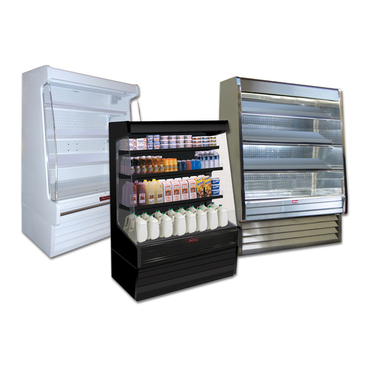 Howard-McCray R-OD30E-3-B-LED 39.00'' Black Vertical Air Curtain Open Display Merchandiser with 3 Shelves