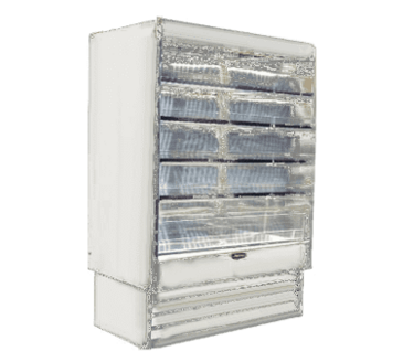 Howard-McCray R-OD35E-10-LED 123.00'' White Vertical Air Curtain Open Display Merchandiser with 4 Shelves