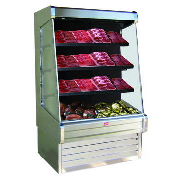 Howard-McCray R-OM30E-3-S-LED 39.00'' Stainless Steel Vertical Air Curtain Open Display Merchandiser with 3 Shelves