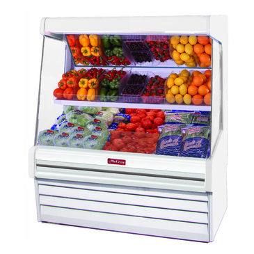 Howard-McCray R-OM30E-5-LED 63.00'' White Vertical Air Curtain Open Display Merchandiser with 3 Shelves