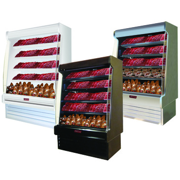 Howard-McCray R-OM35E-8S-S-LED 99.00'' Stainless Steel Vertical Air Curtain Open Display Merchandiser with 4 Shelves