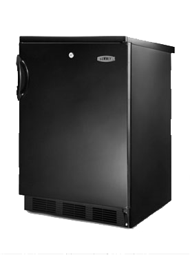 Summit Commercial FF7LBLK 23.63'' 1 Section Undercounter Refrigerator with 1 Right Hinged Solid Door and Front Breathing Compressor