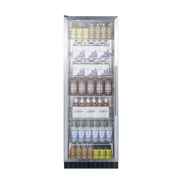 Summit Commercial SCR1401LHCSS 23.63'' Silver 1 Section Swing Refrigerated Glass Door Merchandiser