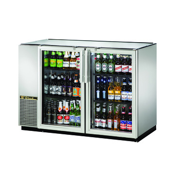 True Mfg. - General Foodservice True TBB-24GAL-48G-S-HC-LD Silver 2 Glass Door Refrigerated Back Bar Storage Cabinet, 115 Volts