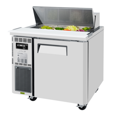 Turbo Air JST-36-N 35.38'' 1 Door Counter Height Refrigerated Sandwich / Salad Prep Table with Standard Top