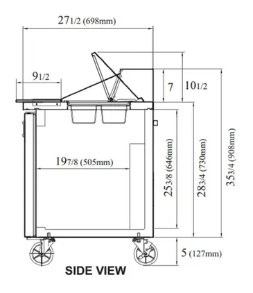 Turbo Air JST-36-N 35.38'' 1 Door Counter Height Refrigerated Sandwich / Salad Prep Table with Standard Top