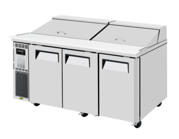 Turbo Air JST-72-N 70.88'' 3 Door Counter Height Refrigerated Sandwich / Salad Prep Table with Standard Top