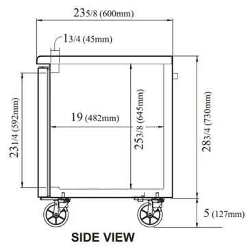 Turbo Air JUF-36S-N 35.38'' 1 Section Undercounter Freezer with 1 Right Hinged Solid Door and Front Breathing Compressor