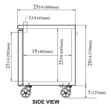 Turbo Air JUF-48S-N 47.25'' 2 Section Undercounter Freezer with 2 Left/Right Hinged Solid Doors and Front Breathing Compressor