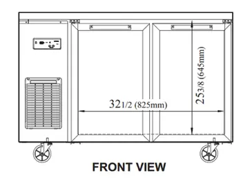 Turbo Air JUR-48-G-N 47.25'' 2 Section Undercounter Refrigerator with 2 Left/Right Hinged Glass Doors and Side / Rear Breathing Compressor