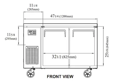 Turbo Air JUR-48-N6 47.25'' 2 Section Undercounter Refrigerator with 2 Left/Right Hinged Solid Doors and Front Breathing Compressor