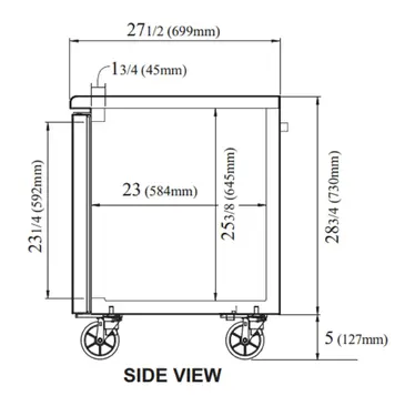 Turbo Air JUR-60-N6 59'' 2 Section Undercounter Refrigerator with 2 Left/Right Hinged Solid Doors and Front Breathing Compressor