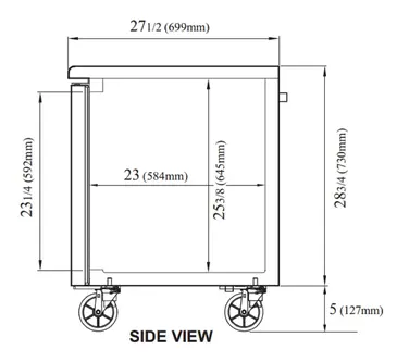 Turbo Air JUR-72-G-N 70.88'' 3 Section Undercounter Refrigerator with 3 Left/Right Hinged Glass Doors and Side / Rear Breathing Compressor