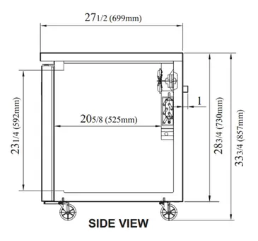 Turbo Air JURF-48-N J Series Side Mount Undercounter Dual Temp