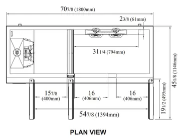 Turbo-Air JURF-72-N J Series, 3-Section 70 3/4” Undercounter Dual-Temperature Refrigerator/Freezer