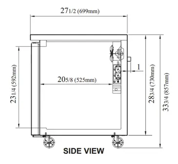 Turbo-Air JURF-72-N J Series, 3-Section 70 3/4” Undercounter Dual-Temperature Refrigerator/Freezer