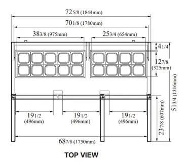 Turbo Air MST-72-N 72.62'' 2 Door Counter Height Refrigerated Sandwich / Salad Prep Table with Standard Top