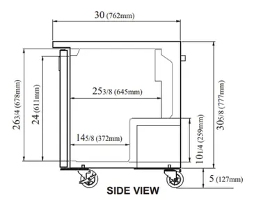 Turbo Air MUF-28-N 27.5'' 1 Section Undercounter Freezer with 1 Right Hinged Solid Door and Side / Rear Breathing Compressor