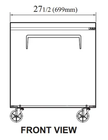 Turbo Air MUR-28L-N6 27.5'' 1 Section Undercounter Refrigerator with 1 Right Hinged Solid Door and Side / Rear Breathing Compressor