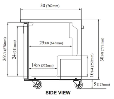 Turbo Air MUR-48-N 48.25'' 2 Section Undercounter Refrigerator with 2 Left/Right Hinged Solid Doors and Side / Rear Breathing Compressor