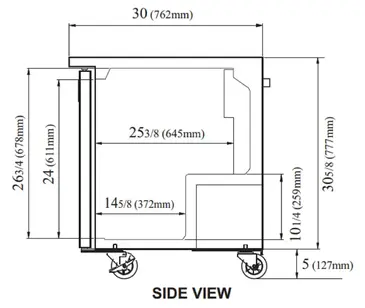 Turbo Air MUR-60-N 60.25'' 2 Section Undercounter Refrigerator with 2 Left/Right Hinged Solid Doors and Side / Rear Breathing Compressor