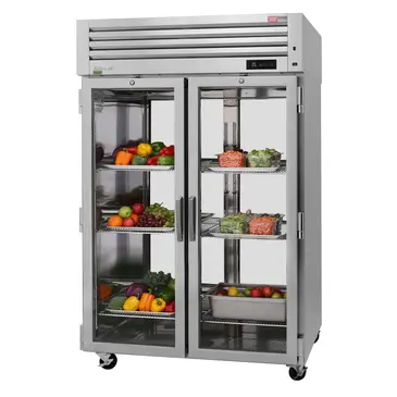 Turbo Air PRO-50-4R-GS-PT-N 51.75'' 48.7 cu. ft. 2 Section Glass/Solid Half Door Pass-Thru Refrigerator