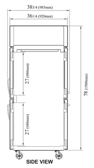 Turbo Air PRO-50-4R-GS-PT-N 51.75'' 48.7 cu. ft. 2 Section Glass/Solid Half Door Pass-Thru Refrigerator