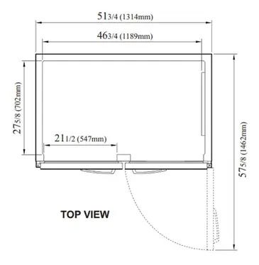 Turbo Air PRO-50F-N 51.75'' 48.36 cu. ft. Top Mounted 2 Section Solid Door Reach-In Freezer