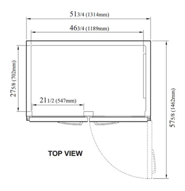 Turbo Air PRO-50R-N 51.75'' 43.4 cu. ft. Top Mounted 2 Section Solid Door Reach-In Refrigerator