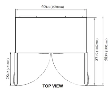 Turbo Air PUF-60-N 60.25'' 2 Section Undercounter Freezer with 2 Left/Right Hinged Solid Doors and Side / Rear Breathing Compressor