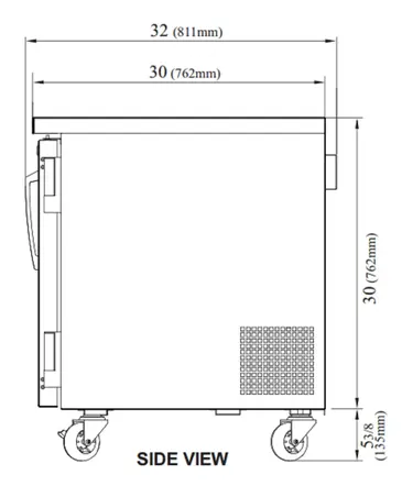 Turbo Air PUR-48-G-N 48.25'' 2 Section Undercounter Refrigerator with 2 Left/Right Hinged Glass Doors and Side / Rear Breathing Compressor