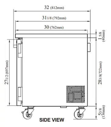 Turbo Air PUR-48-N 48.25'' 2 Section Undercounter Refrigerator with 2 Left/Right Hinged Solid Doors and Side / Rear Breathing Compressor