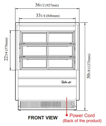 Turbo Air TCGB-36-W(B)-N 36.5'' 11.8 cu. ft. Curved Glass White Refrigerated Bakery Display Case with 2 Shelves