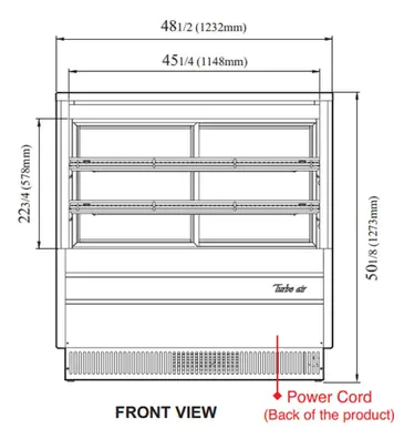 Turbo Air TCGB-48-W(B)-N 48.5'' 15.6 cu. ft. Curved Glass White Refrigerated Bakery Display Case with 2 Shelves