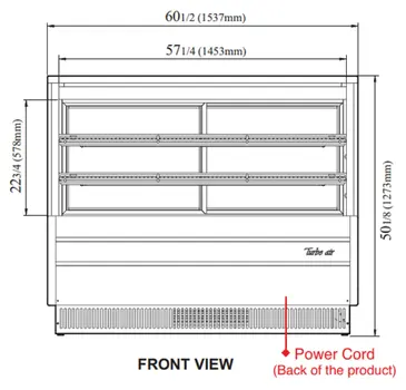 Turbo Air TCGB-60-W(B)-N 60.5'' 19.4 cu. ft. Curved Glass White Refrigerated Bakery Display Case with 2 Shelves