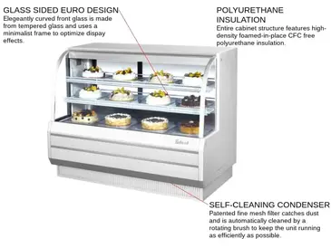 Turbo Air TCGB-60-W(B)-N 60.5'' 19.4 cu. ft. Curved Glass White Refrigerated Bakery Display Case with 2 Shelves