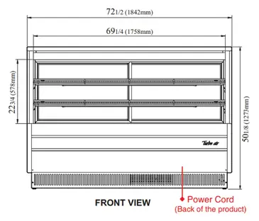 Turbo Air TCGB-72-W(B)-N 72.5'' 23.2 cu. ft. Curved Glass White Refrigerated Bakery Display Case with 2 Shelves