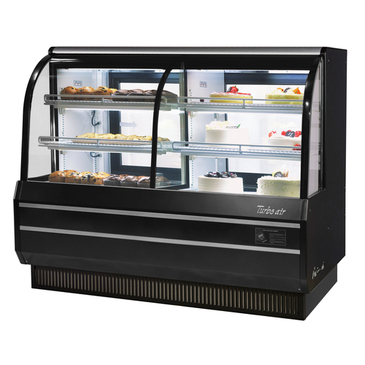 Turbo Air TCGB-72CO-W(B)-N 72.5'' 24.4 cu. ft. Curved Glass White Refrigerated Bakery Display Case with 4 Shelves